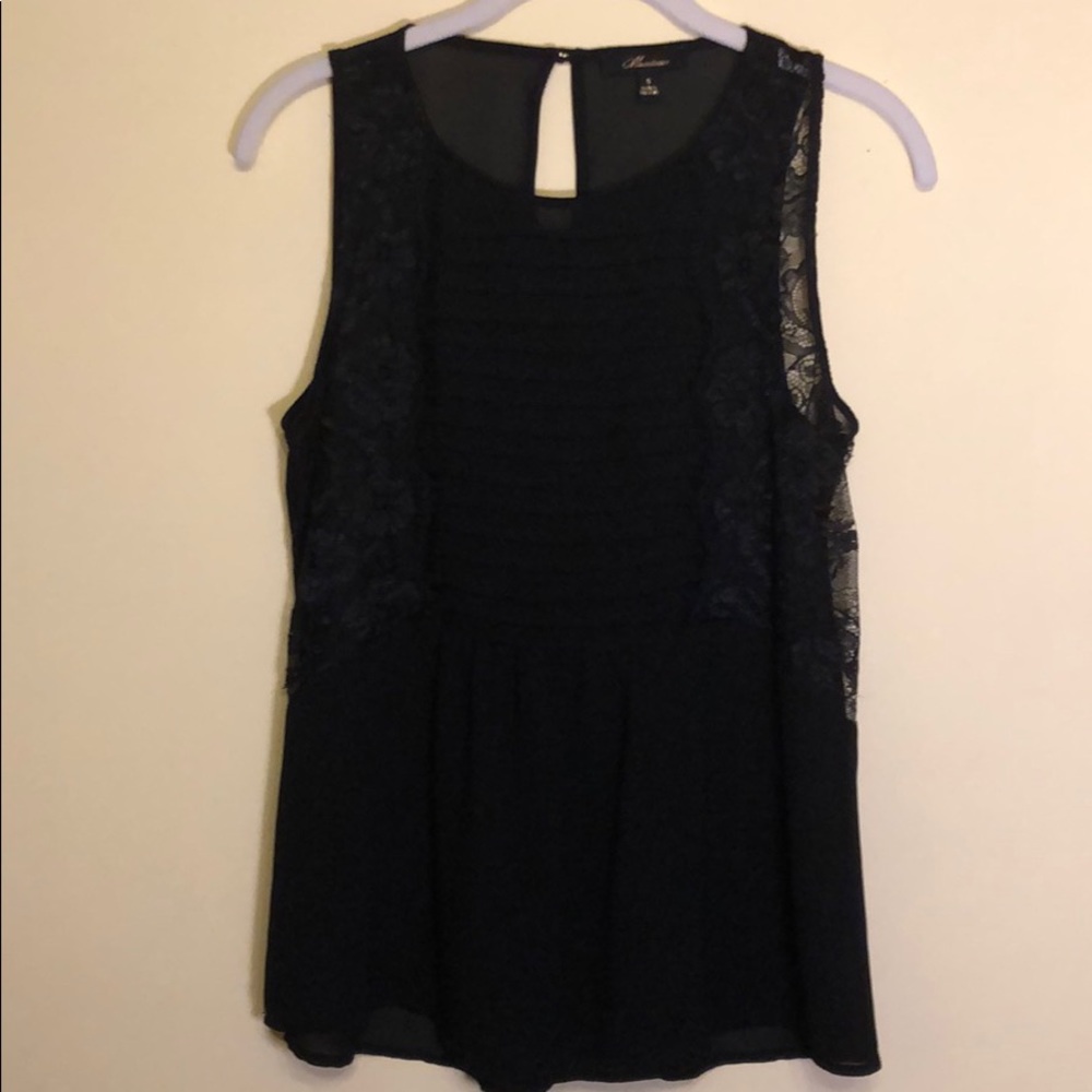 Monteau Black Lace Front Tank Top